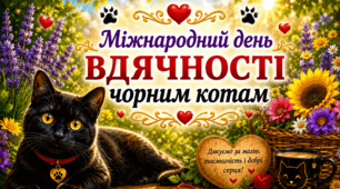 🗓 17 серпня 🐈‍⬛  Міжнародний день вдячності чорним котам✨️