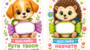 Подарункові листівки учням до 1 вересня та Дня знань | Листівка з цукеркою