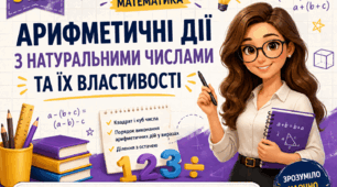 Арифметичні дії з натуральними числами та їх властивості. Квадрат і куб числа. Порядок виконання арифметичних дій у виразах. Ділення з остачею