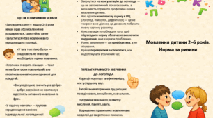 Буклет. Мовлення 2-6 років. Норма та ризики