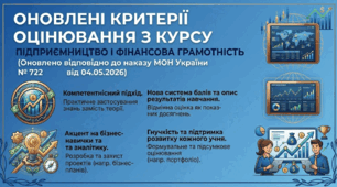 Оновлені критерії оцінювання з "Підприємництво і фінансова грамотність"