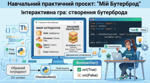 Python (вивчення прапорців): Проєкт «Мій Бутерброд» (Checkbutton) | Інструкційна картка