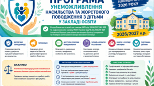 ПРОГРАМА УНЕМОЖЛИВЛЕННЯ НАСИЛЬСТВА ТА ЖОРСТОКОГО ПОВОДЖЕННЯ З ДІТЬМИ У ЗАКЛАДІ ОСВІТИ Оновлено відповідно до нормативних змін 2026 року