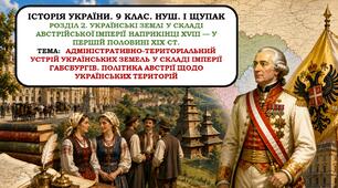 Презентація "Адміністративно-територіальний устрій українських земель у складі імперії Габсбургів. Політика Австрії щодо українських територій". 9 клас. НУШ. 2026 р.