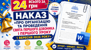 Наказ «Про організацію та проведення Свята першого дзвоника і першого уроку 1 вересня 2026 року» + ЗАХОДИ