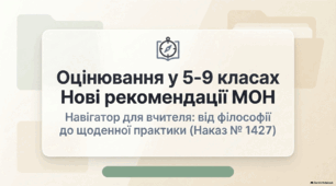 Оцінювання учнів 5–9 класів. Нові рекомендації МОН | 2026 (Наказ № 1427 від 14.08.2026)