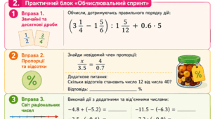 Повторення вивченого за рік з математики. Комплект дидактичних експрес-карток «Математичний калейдоскоп». Математика, 6 клас (Варіанти 1–3)