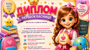 Диплом для першокласників та першокласниць!