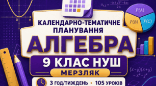 КАЛЕНДАРНО-ТЕМАТИЧНЕ ПЛАНУВАННЯ З АЛГЕБРИ. 9 КЛАС НУШ. МЕРЗЛЯК. 2026/2027 Н. Р.