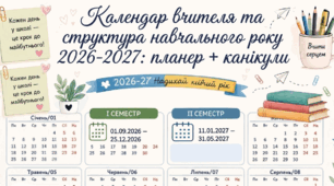 ​Календар вчителя та структура навчального року 2026-2027: планер+ канікули