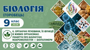 Органічні речовини, їх функції в живих організмах. Поняття про біологічні макромолекули — біополімери. Презентація, інфографіка, робочий аркуш