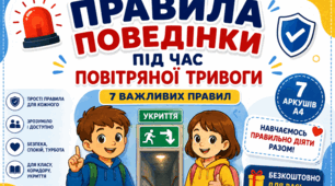 Правила поведінки під час повітряної тривоги. Наочність для учнів НУШ