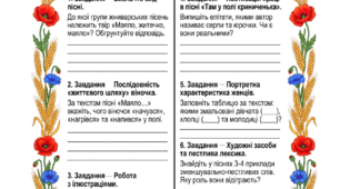 Пісні літнього циклу Жниварські пісні "Маяло, житечко, маяло", "Там у полі криниченька" Робочий аркуш