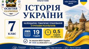 Календарно-тематичне планування з Історії України, 7 клас НУШ — 19 годин / 0,5 години на тиждень  Автори: Олександр Гісем, Ольга Гісем