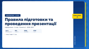 Правила підготовки та проведення презентації (3 клас, ЯДС, Інформатика, Гільберг)