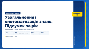 Узагальнення і систематизація знань. Підсумок за рік (3 клас, ЯДС, Інформатика, Гільберг)