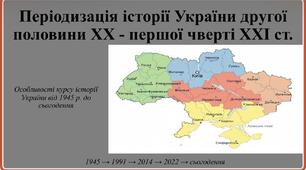 Періодизація історії України другої половини ХХ - першої чверті ХХІ ст. Особливості курсу історії України від 1945 р. до сьогодення
