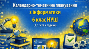Календарно-тематичне планування з інформатики для 6 класу НУШ (1, 1,5 та 2 години) за модельною навчальною програмою «Інформатика. 5–6 класи» (автори Н. В. Морзе, О. В. Барна)