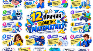 Мотиваційний куточок / Оформлення кабінету «12 причин любити математику» + набір стікерів