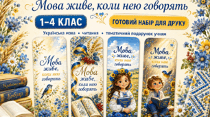 Набір закладок «Мова живе, коли нею говорять» / Українська мова / 1–4 клас / Готово до друку / Перший урок