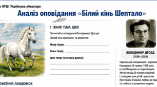 Володимир Дрозд "Білий кінь Шептало" Робочі аркуші Матеріали на урок