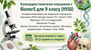 Календарно-тематичне планування з біології для 9 класу (НУШ) (2 години на тиждень)