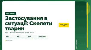 План-конспект уроку «Застосування в ситуації: Скелети тварин» (3 клас, Я досліджую світ, Іщенко)