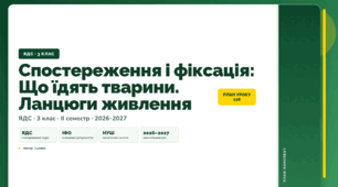 План-конспект уроку «Спостереження і фіксація: Що їдять тварини. Ланцюги живлення» (3 клас, Я досліджую світ, Іщенко)