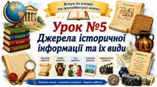 Джерела історичної інформації та їх види.