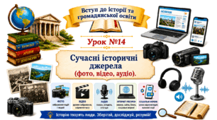 Сучасні історичні джерела (фото, відео, аудіо).