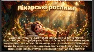Презентація+конспект заняття "Лікарські рослини" Природа. Старша група.