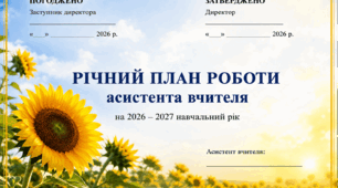 Річний план роботи асистента вчителя на 2026–2027 н.р.