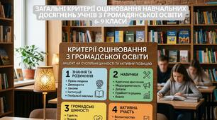 ЗАГАЛЬНІ КРИТЕРІЇ ОЦІНЮВАННЯ НАВЧАЛЬНИХ ДОСЯГНЕНЬ УЧНІВ З ГРОМАДЯНСЬКОЇ ОСВІТИ   6-9 КЛАСИ