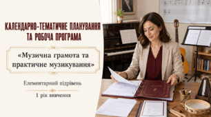 Календарно -тематичне планування та робоча програма "Музична грамота та практичне музикування". Елементарний підрівень . 1 рік вивчення.