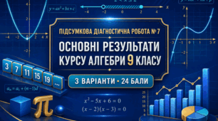 Підсумкова діагностична робота № 7 з алгебри «Основні результати курсу алгебри 9 класу». 3 варіанти За модельною програмою А. Г. Мерзляка | 24 бали | відповіді та розв’язання