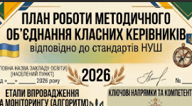 ПЛАН РОБОТИ МЕТОДИЧНОГО ОБ’ЄДНАННЯ КЛАСНИХ КЕРІВНИКІВ на 2026/2027 навчальний рік