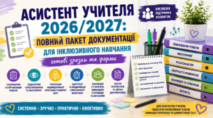 Інклюзія. Документація асистента вчителя 2026/2027 н. р. | Інклюзивне навчання | Готовий пакет документів
