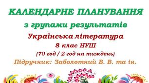 Календарно-тематичний план з української  літератури для 8 класу НУШ
