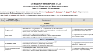 КТП  з інтегрованого курсу «Підприємництво і фінансова грамотність» 9 клас, 0,5 год/тиждень, за мод. програмою Кузнєцової А. Я. та підручником Стеценко І. Б.
