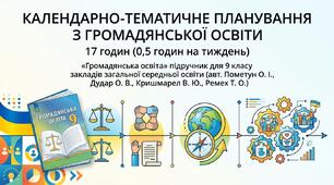 КАЛЕНДАРНО-ТЕМАТИЧНЕ ПЛАНУВАННЯ З ГРОМАДЯНСЬКОЇ ОСВІТИ 17 годин ( 0,5 годин на тиждень) «Громадянська освіта» підручник для 9 класу закладів загальної середньої освіти (авт. Пометун О. І., Дудар О. В., Кришмарел В. Ю., Ремех Т. О.)