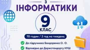 Навчальна програма  з інформатики 9 клас НУШ 2 години на тиждень (всього 70 годин на рік)