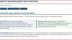 Просто роздайте вчителям. Методичні рекомендації по наказам МОН "Наказ№	1430" та "Наказ№1427"