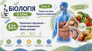 Раціональне харчування — основа нормального обміну речовин. Презентація, інфографіка, робочий аркуш