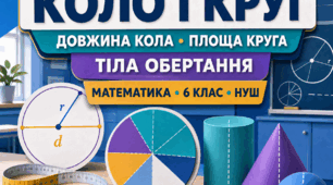 Діагностична робота № 5 з математики «Коло, круг, довжина кола, площа круга і тіла обертання». 6 клас НУШ. 3 варіанти. Авт. А. Г. Мерзляк, В. Б. Полонський, М. С. Якір