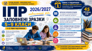 ІНКЛЮЗІЯ✨ ЗАПОВНЕНІ ЗРАЗКИ ІПР 2026/2027 | 5–9 КЛАСИ | 1–5 РІВНІ ПІДТРИМКИ | ДОДАТОК 4 + БОНУС