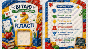 Вітальна листівка «Вітаю з початком навчання у 2 класі!»