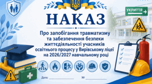 Наказ про профілактику дитячого травматизму з планом заходів, графіком проведення, варіантами тем для заходів