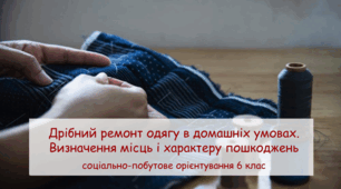Презентація "Дрібний ремонт одягу в домашніх умовах. Визначення місць і характеру пошкоджень" СПО 6 клас