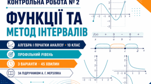 Контрольна робота № 2 з алгебри і початків аналізу «Функції та метод інтервалів». 10 клас. Профільний рівень. 3 варіанти. За підручником А. Г. Мерзляка.