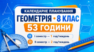Календарно-тематичне планування з геометрії для 8 класу ( 1, 5 години Мерзляк А. Г.)